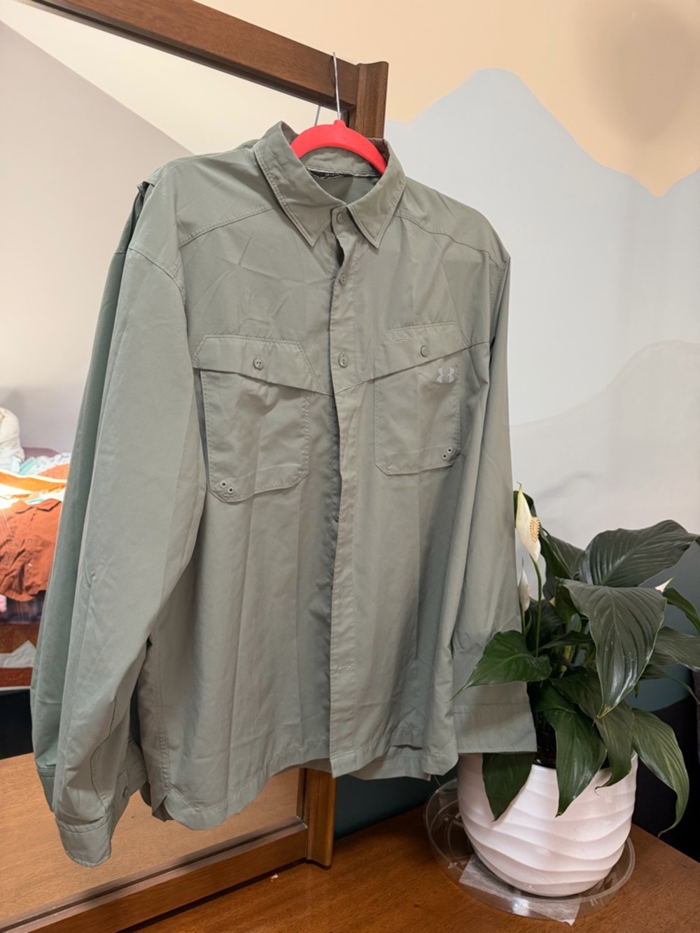 Under Armour Men’s Lightweight Button-Front Shirt in Sage Green
